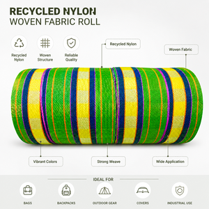Rollo de Tela Tejida a Rayas de Nailon 100% Reciclado para Bolsas, Equipaje, Artículos de Exterior, Textiles Industriales, Duradero y Ecológico - Product Image 6