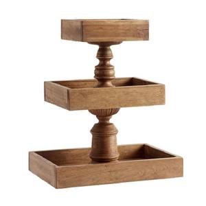 Plateau de service rectangulaire en bois de pin fait main à 3 niveaux, couleur brûlée claire, design personnalisé, nouvelle arrivée, prix de gros - Product Image 5