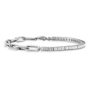 AMBER JEWELS Bracelet Tennis de Luxe Plaqué Or 10K, Pierre Naturelle Taille Brillant, Sertissage en Canal, Design Géométrique, Unisexe - Product Image 3