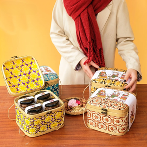 Panier-cadeau en bambou le plus vendu, panier rustique en bambou avec couvercle et poignées pour paniers de fruits, collations de pique-nique, organisateur de rangement - Product Image 6