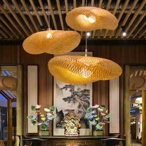 Wholesale Handcrafted Bamboo Weaving LED Pendant Lamp, Rustic Bamboo Ceiling <b>Light</b>, Energy-Efficient LED Lighting for Home Decor - Product Image 6