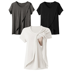 Hauts d'allaitement de qualité supérieure pour femmes, vêtements d'allaitement à coupe flexible, t-shirts de maternité élégants, tenues post-partum standard - Product Image 1