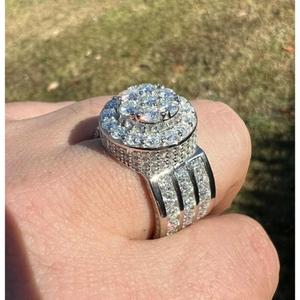 Hiphop Iced Out Moissanite Cluster <b>Ring</b> for <b>Men</b> 925 Sterling <b>Silver</b> Hip Hop Pinky <b>Ring</b> Luxury Rapper Style Statement Jewelry - Product Image 1