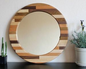 Modern Solid Wood Wall Mirror <b>Large</b> Decorative Wooden <b>Frame</b> Mirror for Living Room Bedroom Bathroom Home Decor - Product Image 1