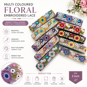 Bordure décorative en dentelle brodée de fleurs à paillettes multicolores, écologique, 2 pouces, pour vêtements, artisanat et décoration - Product Image 6