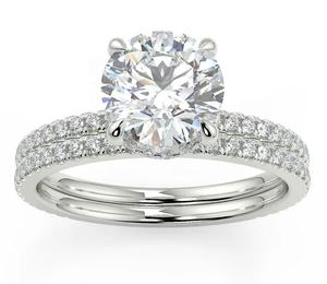 Anillo de compromiso de corte redondo de 1CT, anillo de moissanita, conjunto nupcial clásico, anillo de compromiso de plata esterlina, regalo de joyería personalizado para - Product Image 2