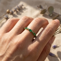 Bague de mariage éternelle de luxe en or 14 carats avec pierre précieuse verte taille marquise, bijoux empilables pour femme