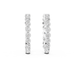 Pendientes de Aro con Bisel de Diamantes Cultivados en Laboratorio, Redondos, de Lujo, Chapados en Rodio sobre Oro Blanco de 10K para Mujer - Product Image 4