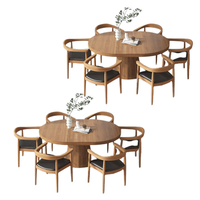 Premium Luxus Modernes Design Massivholz Runder Esstisch Set für Restaurant Gewerbliche Nutzung Hergestellt in Indonesien