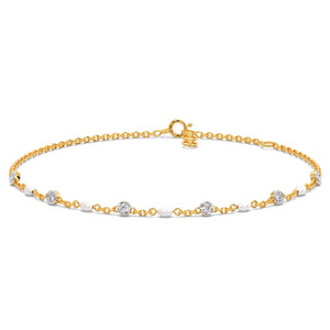 Bracelet en diamants White Stone Station avec chaîne en or jaune et design à accents ronds alternés - Product Image 1