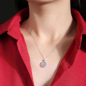 Collier pendentif classique en moissanite, argent 925 plaqué rhodium, certifié GRA, bijoux de mariage unisexe, chaîne en boîte - Product Image 5