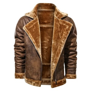Chaqueta de Cuero PU Negra para Hombre con Forro de Piel Sintética, Cierre Frontal con Cremallera, Dos Bolsillos, Estilo Motero, Ropa de Invierno - Product Image 4