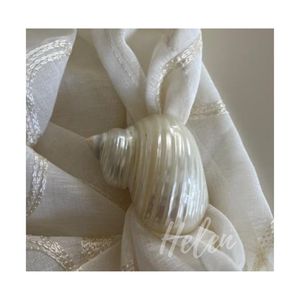 Helen White Conch Shell Napkin Rings Rustic Coastal Table Decor Decoration Walking in The Moon Bride Vibe Seashell Ring - Product Image 2