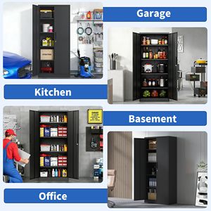 72" <b>Tall</b> <b>Metal</b> Garage Storage <b>Cabinet</b> Black Locking Tool <b>Cabinet</b> with 4 Shelves - Product Image 3