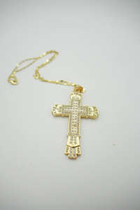 สร้อยคอจี้รูปกางเขนประดับเพชรหรูหราทันสมัย เงินแท้ 925 ชุบทอง ประดับเพชรเลี้ยงในห้องปฏิบัติการ สำหรับผู้ชาย - Product Image 3