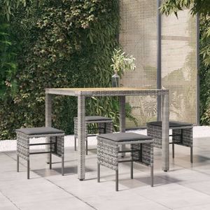 4-pezzi di Poly Rattan grigio poggiapiedi con cuscini mobili da giardino Set - Product Image 1
