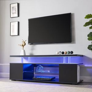 Mobile TV Grande Blanc per TV LED da 65 Pollici, Consolle Portaoggetti per Intrattenimento e Gaming, Tavolo per Soggiorno - Product Image 1
