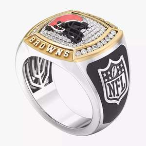 Anillo de cóctel de diamantes de fútbol americano para hombre, oro de 14 quilates con engaste pavé, joyería de lujo - Product Image 3