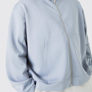 Sweat-shirt à capuche zippé surdimensionné pour homme, couleur unie, en molleton bouclette, coupe décontractée, longueur standard, avec poches, idéal pour l'automne - Product Image 3