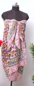 Cotton Green Floral Sarong Women Beach Wrap Lightweight Summer Pareo Boho Cover Up Scarf. - Product Image 3