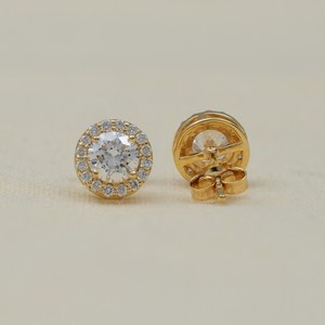 Pendientes de lujo con moissanita de corte redondo floral de 1 quilate cada uno, con plata de ley 925, regalo para novia, dijes para fiesta de cumpleaños - Product Image 3