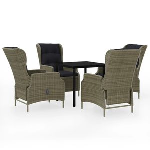 Set da Pranzo da Giardino in Rattan PE Marrone per 4 Persone, Struttura in Acciaio Verniciato a Polvere, Arredamento da Esterno in Stile Contemporaneo - Product Image 2