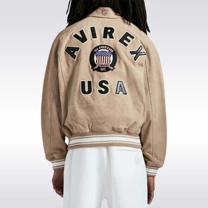 <b>Men</b>’s Limited Edition Avirex <b>Suede</b> Bomber <b>Jacket</b> with USA Patch - Product Image 3