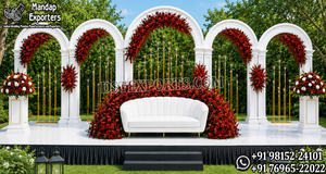 Exclusive Wooden Arches for Modern Weddings Traditional Walima Stage <b>Backdrop</b> Wooden Arch Modern White And <b>Gold</b> Wooden Arches - Product Image 5