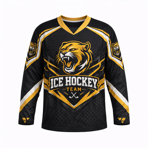 Camiseta Sublimada de Hockey sobre Hielo para Hombre, Manga Larga, Cuello en V, Poliéster que Absorbe la Humedad, Ropa Deportiva, Corte Regular - Product Image 1