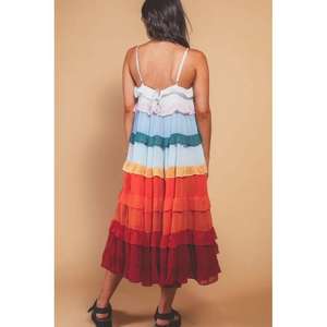 Precioso Vestido Maxi con Volantes en Capas, Femenino, con Múltiples Capas de Volantes, Forro Completo de Algodón, Ecológico y Transpirable para Mujer - Product Image 5