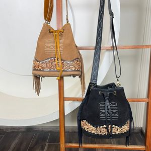 กระเป๋าทรงถังหนังนิ่มสำหรับผู้หญิง, แฟชั่น2025ใหม่กระเป๋าสะพายพาดลำตัวหนังวัวงานทำมือสุดหรู - Product Image 4