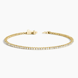 Pulsera de tenis con diamantes de corte redondo y engaste de punta compartida de eternidad completa - Product Image 2