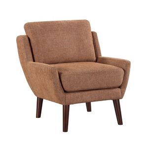 Poltrona Arancione con Gambe in Legno Massello, Rivestimento in Ciniglia, Stile Contemporaneo per Soggiorno - Product Image 2