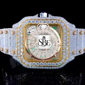 นาฬิกาข้อมือฮิปฮอป Prestige Alloy Quartz ประดับเพชร Moissanite สี D ระดับความสะอาด VVS1 พร้อมคริสตัลแซฟไฟร์ ดีไซน์พรีเมียมสุดหรู - Product Image 3