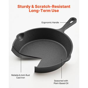 Set di 4 Padelle in Ghisa (6, 8, 10, 12 Pollici) con Manici in Silicone Resistenti al Calore e Padelle Pretrattate - Product Image 3