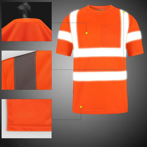 เสื้อยืดสะท้อนแสงสีส้ม แขนสั้น สไตล์ชุดทำงาน มีกระเป๋าหน้าอก ผ้าคุณภาพสูงและแถบสะท้อนแสง - Product Image 4