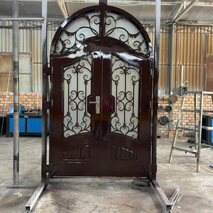 Custom Wrought Iron Front Entry Door Steel <b>Interior</b> Door French Style Entry Doors Durable Powder Coated Elegant Design - Product Image 4