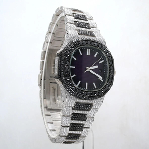 Reloj de Lujo Midnight Royale Iced Black Diamond Bezel, Edición Limitada, Estilo Hip Hop, Esfera Morada Sunburst, Movimiento Mecánico Automático - Product Image 2