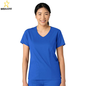 ชุดสครับสำหรับผู้หญิง โพลีเอสเตอร์ 49% โพลีเอสเตอร์รีไซเคิล 48% สแปนเด็กซ์ 3% ซักเครื่องได้ ดีไซน์คอวีสวยเก๋ ทนทานและยืดหยุ่น - Product Image 1