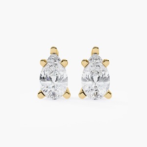 Pendientes de Diamante Cultivado en Laboratorio con Corte de Pera de 1 Quilate, Oro Amarillo, Blanco y Rosa de 14K, Engaste Minimalista con Puntas, Joyería Fina para Aniversario o Fiesta - Product Image 6