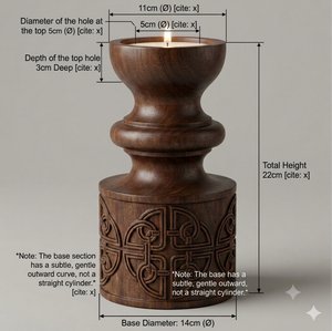 Hand Carved Traditional Wooden Candle Holder Vintage Brown <b>Polished</b> Pillar Stand Home Decor Gift by Wood & Iron - Product Image 1