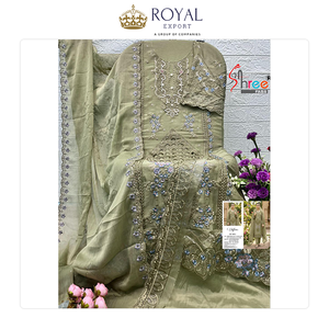 Nouvelle création de designer, qualité supérieure, tenue de mariage et de fête, ensemble Kurti Plazzo en chiffon lourd brodé pour femmes - Product Image 6