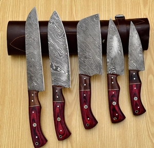 Ensemble de couteaux de cuisine en acier au carbone forgé sur mesure de qualité supérieure, 5 pièces, collection de couteaux de chef faits à la main - Product Image 2