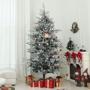 7ft Nordic Pine Christmas <b>Tree</b> 9ft Foldable Hinged Xmas <b>Tree</b> with Snow Easy Assembly Iron LED <b>Lights</b> for Home Office Holiday - Product Image 2