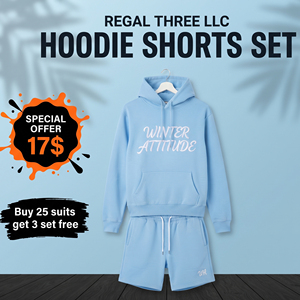 High Quality Manufacture Hoodie Sweat <b>Shorts</b> Tracksuit 460gsm Fleece Cotton Embroidery Hoodie <b>Shorts</b> Two Piece - Product Image 1
