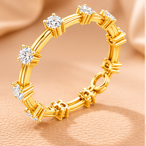 Pulsera de Diamantes con Corte Brillante, Plateada en Plata con Oro Amarillo de 14 Quilates, Certificada por IGI, Joyería Nupcial Elegante y Minimalista, Regalo para - Product Image 3