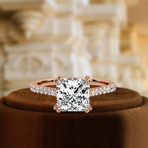 1.5CT Princess Cut Lab Grown IGI Certified Diamond Engagement <b>Ring</b> Solid 14K White Gold Half Pave Halo Set Wedding Gift Party - Product Image 6