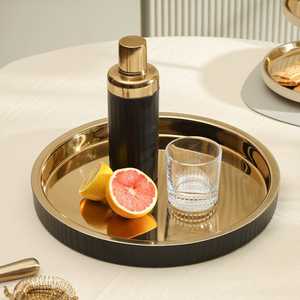 Round Metal Stainless Steel <b>Gold</b> Plated Food <b>Tray</b> European Style Metal Server <b>Tray</b> Beer Bar Coffee Tea Food <b>Serving</b> Metal <b>Trays</b> - Product Image 6