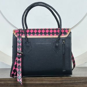 กระเป๋าโท้ทหนังวัวแท้ลายตารางหมากรุก งานแฮนด์เมด ราคาประหยัด กระเป๋าสะพายข้างสไตล์คาวบอย แฟชั่นสำหรับผู้หญิง - Product Image 6