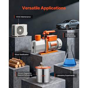 Pompe à vide rotative à deux étages 7 CFM 3/4 HP pour la maintenance des systèmes de climatisation automobile HVAC, dégazage de la résine, huile incluse, 4 pôles - Product Image 6